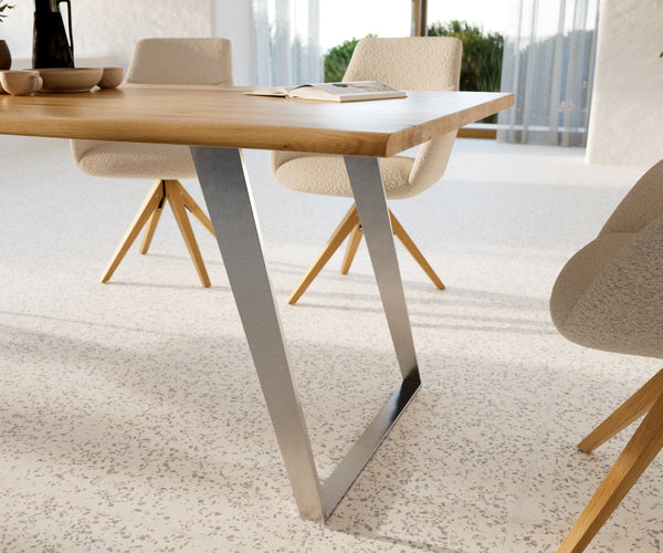 Dining Table Olympus Live Edge 200cm Oak Wood Natural Slanted Frame Steel 32mm