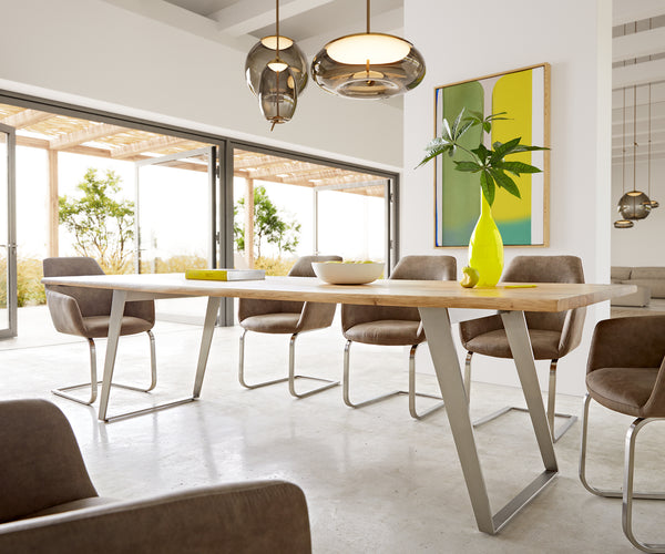 Dining Table Olympus Live Edge Oak Wood Natural Slanted Frame Steel 160-300cm