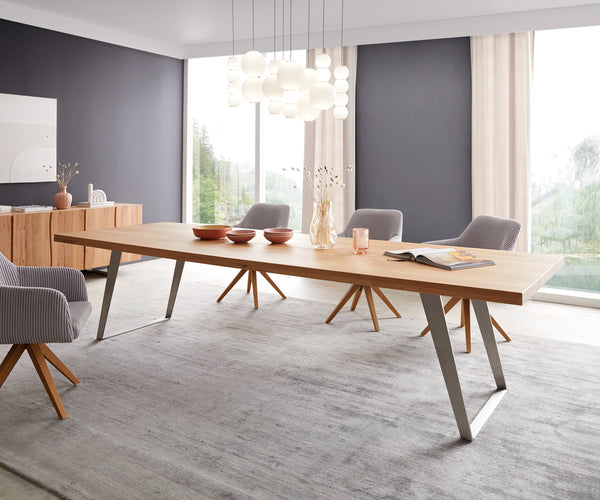 Dining Table Olympus 300x100cm Oak Wood Natural Slanted Frame Steel