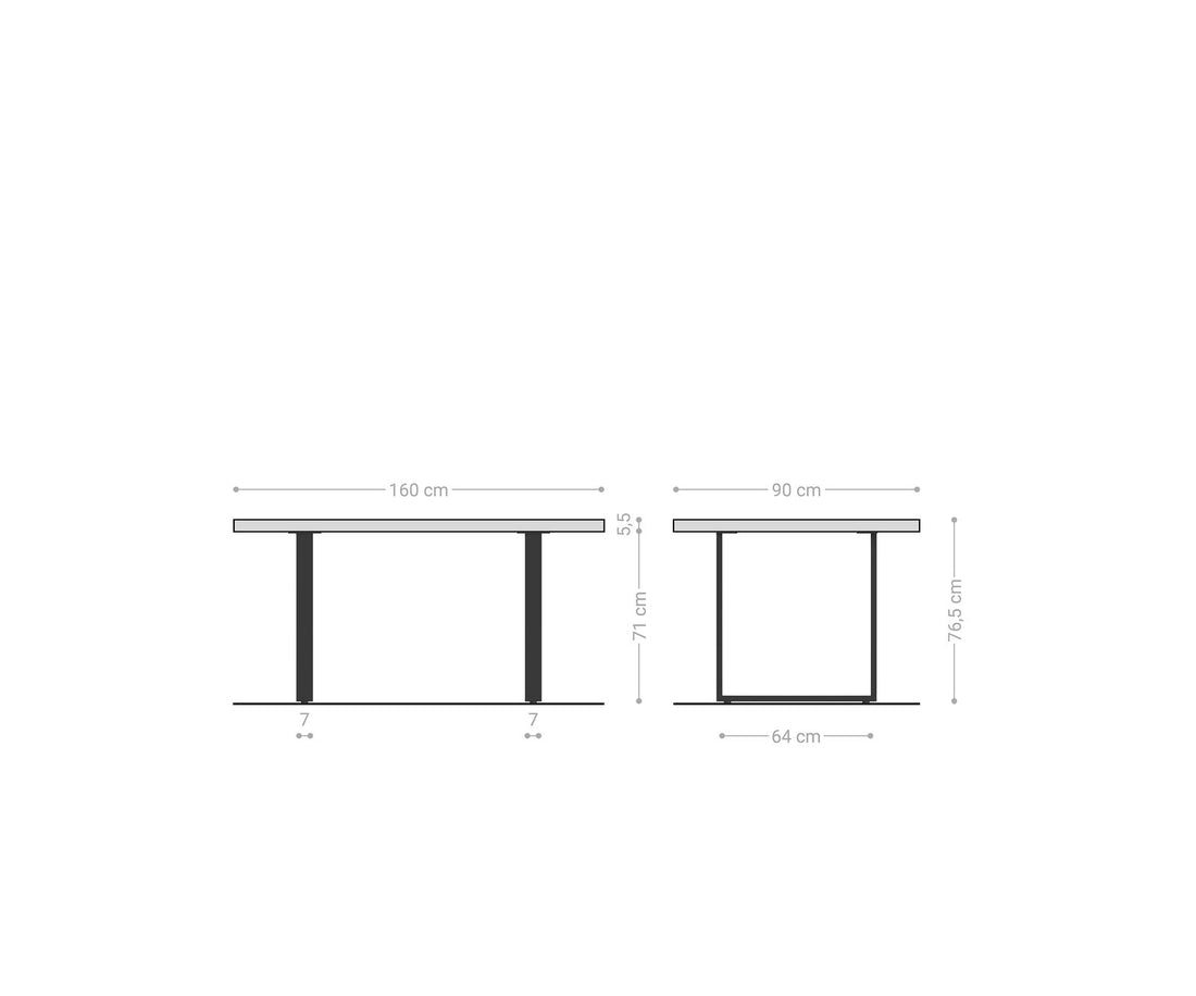 Dining Table Olympus Live Edge 160cm Acacia Wood Natural Square Frame Slim Black 55mm Top