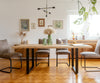 Dining Table Olympus Live Edge 200cm Oak Wood Natural Square Frame Slim Black 50mm Top