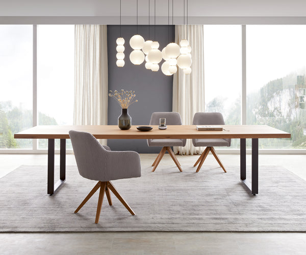 Dining Table Olympus 300x100cm Oak Wood Natural Square Frame Black