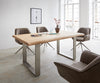 Dining Table Olympus Live Edge Oak Wood Natural Square Frame Slim Steel 160-300cm