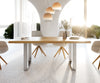Dining Table Olympus Live Edge 200cm Oak Wood Natural Square Frame Slim Steel 50mm Top