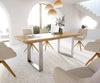Dining Table Olympus Live Edge Oak Wood Natural Square Frame Slim Steel 160-300cm