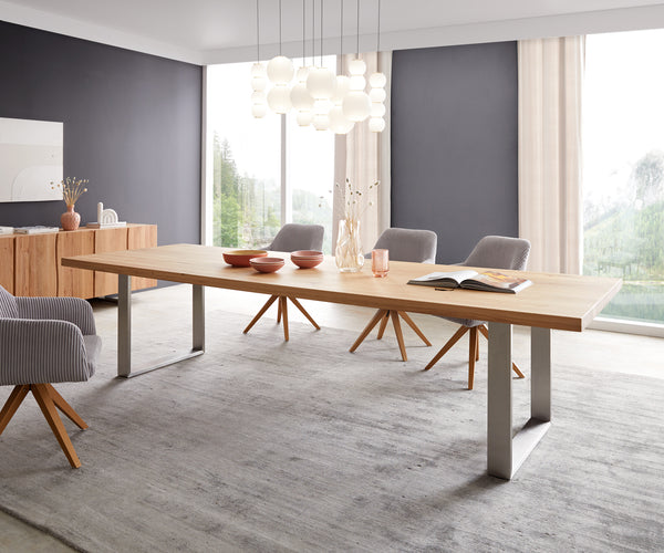 Dining Table Olympus 300x100cm Oak Wood Natural Square Frame Slim Steel