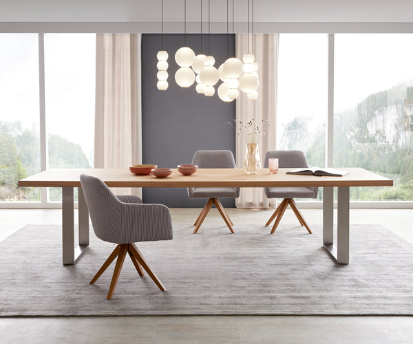 Dining Table Olympus 300x100cm Oak Wood Natural Square Frame Slim Steel