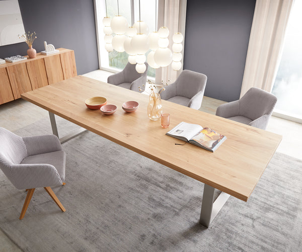 Dining Table Olympus 300x100cm Oak Wood Natural Square Frame Slim Steel