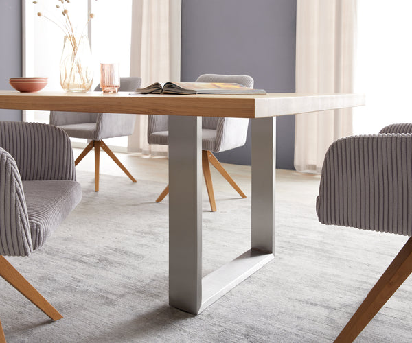 Dining Table Olympus 300x100cm Oak Wood Natural Square Frame Slim Steel