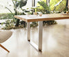 Dining Table Olympus Live Edge 300cm Oak Wood Natural Square Frame Slim Steel 50mm Top