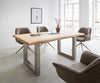 Dining Table Olympus Live Edge Oak Wood Natural Square Frame Steel 160-300cm