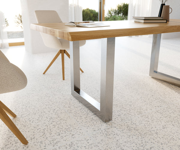 Dining Table Olympus Live Edge 200cm Oak Wood Natural Square Frame Steel 50mm Top