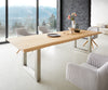 Dining Table Olympus Live Edge Oak Wood Natural Square Frame Steel 160-300cm