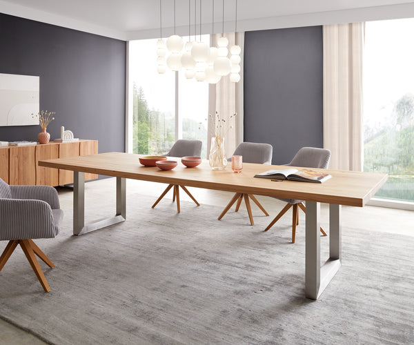 Dining Table Olympus 300x100cm Oak Wood Natural Square Frame Steel