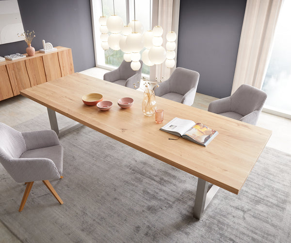 Dining Table Olympus 300x100cm Oak Wood Natural Square Frame Steel