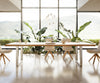 Dining Table Olympus Live Edge Oak Wood Natural Square Frame Steel 160-300cm