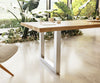 Dining Table Olympus Live Edge Oak Wood Natural Square Frame Steel 160-300cm