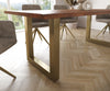 Dining Table Olympus Live Edge 200cm Acacia Wood Brown Square Frame Gold 35mm Top
