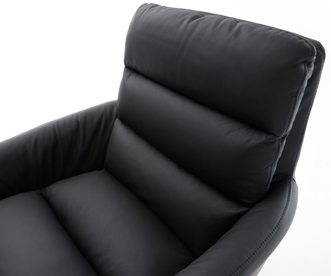 Dining Chair Abelia Natural Leather Black Cross Base 360° Swivel Black