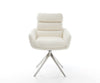 Dining Chair Abelia Bouclé White Cross Base 360° Swivel Silver