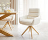 Dining Chair Abelia Bouclé White Cross Angular Base Wooden 180° Swivel
