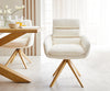 Dining Chair Abelia Bouclé White Cross Angular Base Wooden 180° Swivel