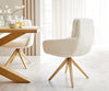 Dining Chair Abelia Bouclé White Cross Angular Base Wooden 180° Swivel