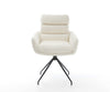 Dining Chair Abelia Bouclé White Cross Conical Base Black 180° Swivel