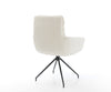 Dining Chair Abelia Bouclé White Cross Conical Base Black 180° Swivel