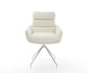 Dining Chair Abelia Bouclé White Cross Conical Base Silver 180° Swivel