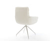 Dining Chair Abelia Bouclé White Cross Conical Base Silver 180° Swivel