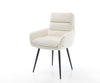 Dining Chair Abelia Bouclé White 4 Legs Base Black