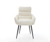 Dining Chair Abelia Bouclé White 4 Legs Base Black