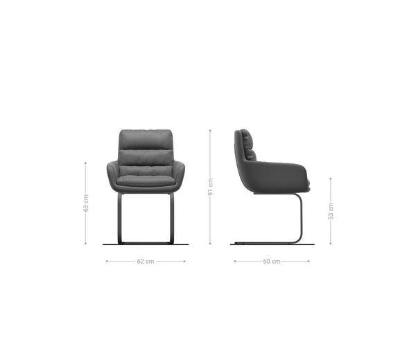 Dining Chair Abelia Bouclé White Cantilever Flat Base Black