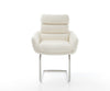 Dining Chair Abelia Bouclé White Cantilever Round Base Silver
