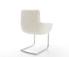 Dining Chair Abelia Bouclé White Cantilever Round Base Silver