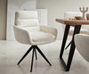 Dining Chair Abelia Bouclé White Cross Angular Base Black 180° Swivel
