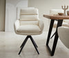 Dining Chair Abelia Bouclé White Cross Angular Base Black 180° Swivel