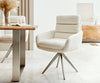 Dining Chair Abelia Bouclé White Cross Angular Base Silver 180° Swivel
