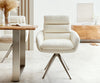 Dining Chair Abelia Bouclé White Cross Angular Base Silver 180° Swivel