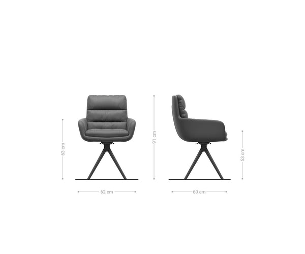 Dining Chair Abelia Bouclé White Cross Angular Base Silver 180° Swivel