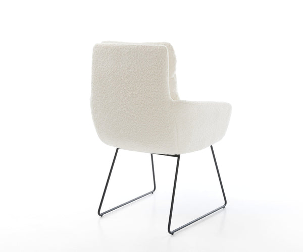Dining Chair Abelia Bouclé White Sled Base Black