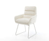 Dining Chair Abelia Bouclé White Sled Base Silver