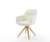 Dining Chair Pejo Bouclé White Cross Angular Base Wooden 180° Swivel Pocket Springs