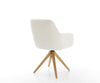 Dining Chair Pejo Bouclé White Cross Angular Base Wooden 180° Swivel Pocket Springs