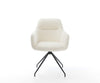Dining Chair Pejo Bouclé White Cross Conical Base Black 180° Swivel Pocket Springs