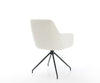 Dining Chair Pejo Bouclé White Cross Conical Base Black 180° Swivel Pocket Springs