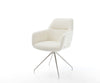 Dining Chair Pejo Bouclé White Cross Conical Base Silver 180° Swivel Pocket Springs