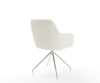 Dining Chair Pejo Bouclé White Cross Conical Base Silver 180° Swivel Pocket Springs