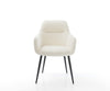 Dining Chair Pejo Bouclé White 4 Legs Base Black Pocket Springs